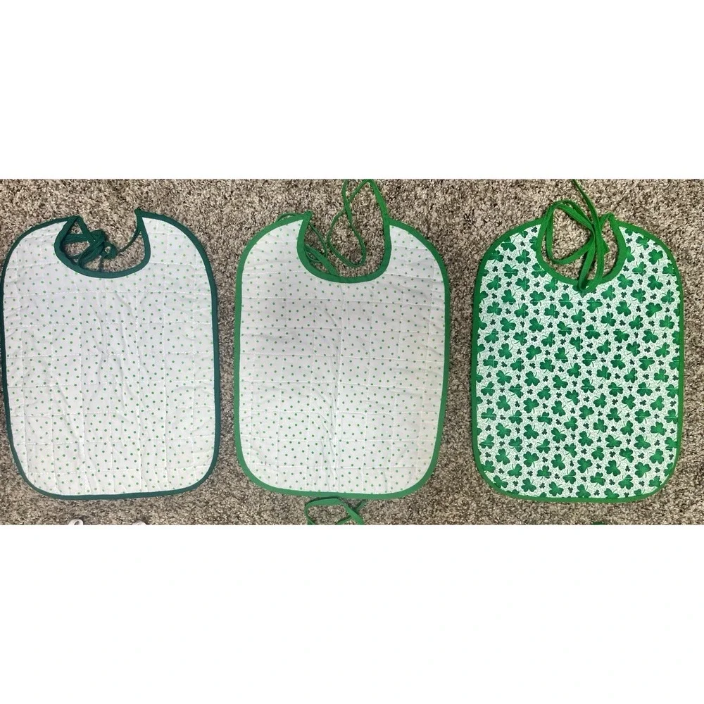 Lot Of 6‎ Quilted Handmade St. Patrick's Day Baby Bibs Large Size 12
